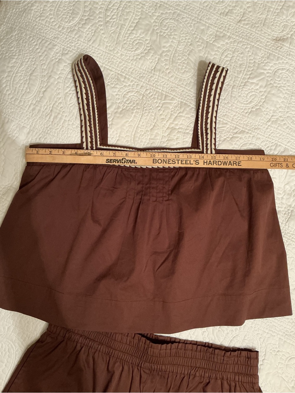 Caroline Constas Brown w/Embroidered Trim 2-Piece Shorts & Tank Set, Large NWT - Picture 10 of 16